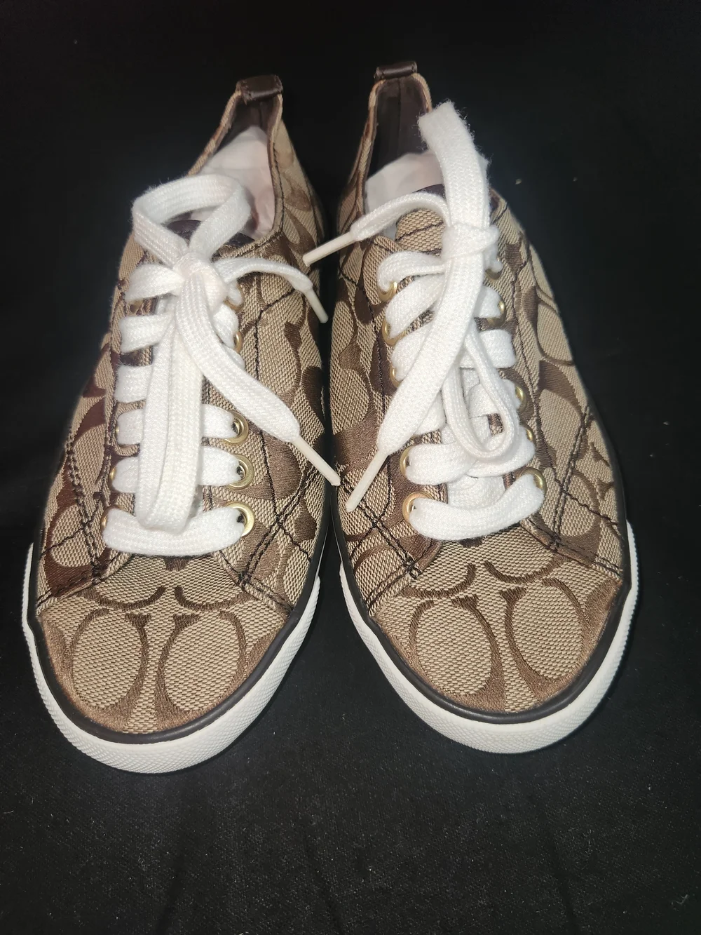 Coach Signature Canvas Sneakers in Brown and White